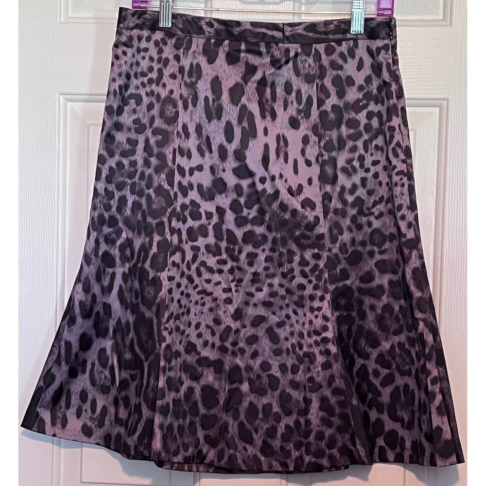 East 5th Women's Black‎ Animal Print Little Purple/Gray Satin Like Shirt Size 10